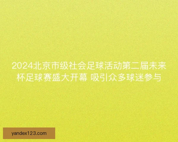 2024北京市级社会足球活动第二届未来杯足球赛盛大开幕 吸引众多球迷参与